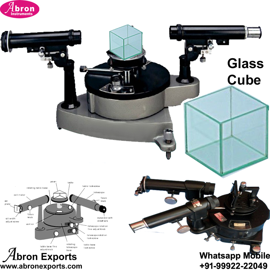 Reflective Index Of Liquids Glycerine Glass Cube Stand By Spectrometer 6Inch SS 30 Sec Scale Telescope Colimator With Light Source Mercury Lamp Power supply Abron AP-922RI6B 